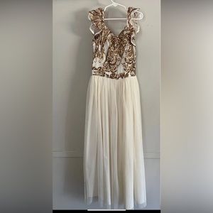 JoyFolie Cream beaded floor length dress Size 8